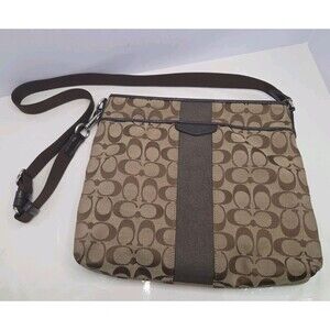 COACH Signature Jacquard Leather trim CROSSBODY Messenger Bag CLEAN Y2K  #28502